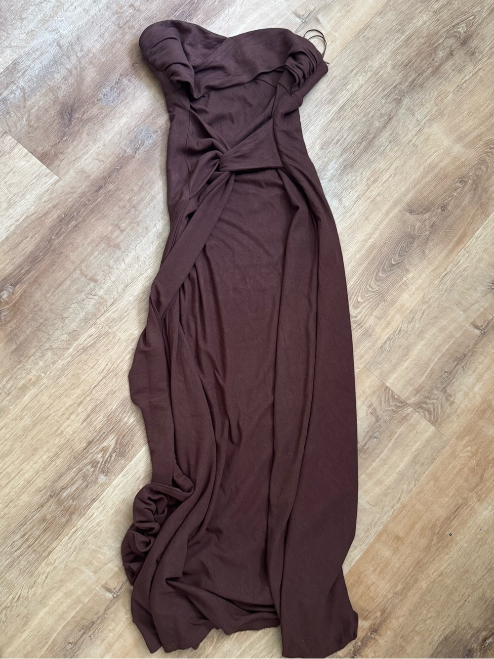 Showpo Strapless Maxi Dress in Chocolate Brown